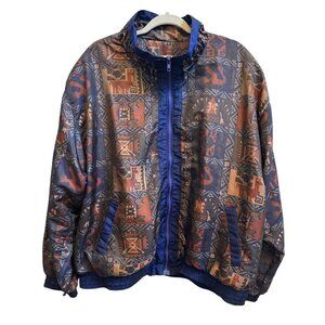 Lady Lavon 90s Windbreaker Jacket Full Zip Womens 1X Aztec Southwestern Vintage